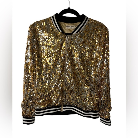 Anna-Kaci fools and silver sequin bomber jacket size S - Picture 1 of 6